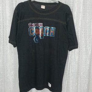 Vintage 70's 80's Deadstock Sparkly Coach Ringer Graphic Tee SzXL